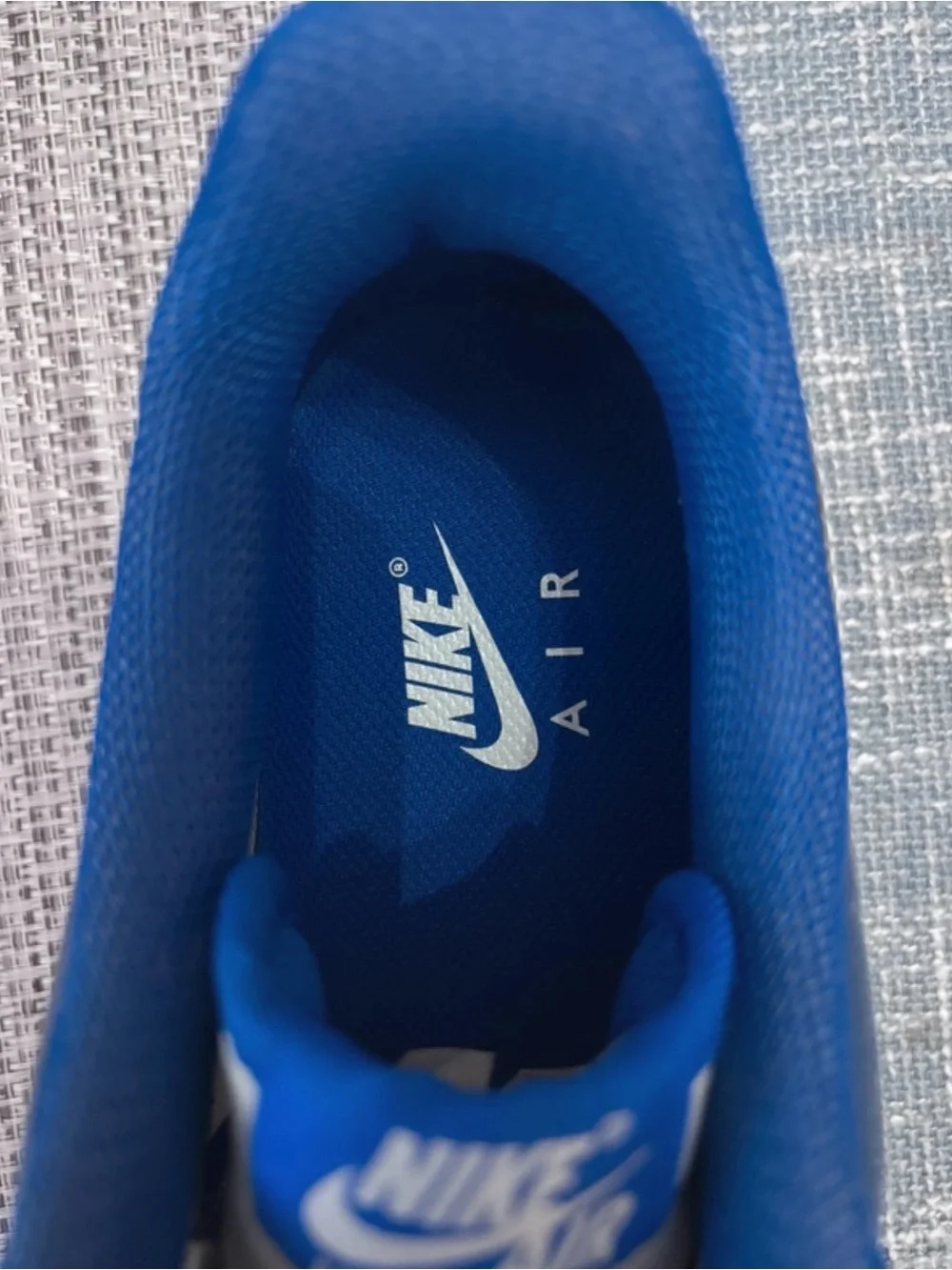 Nike Low-Top Sneakers in Bright Blue and White with Iridescent Swoosh